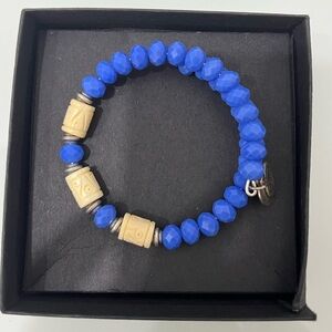 Alex and Ani Bright Blue and Wood Bracelet